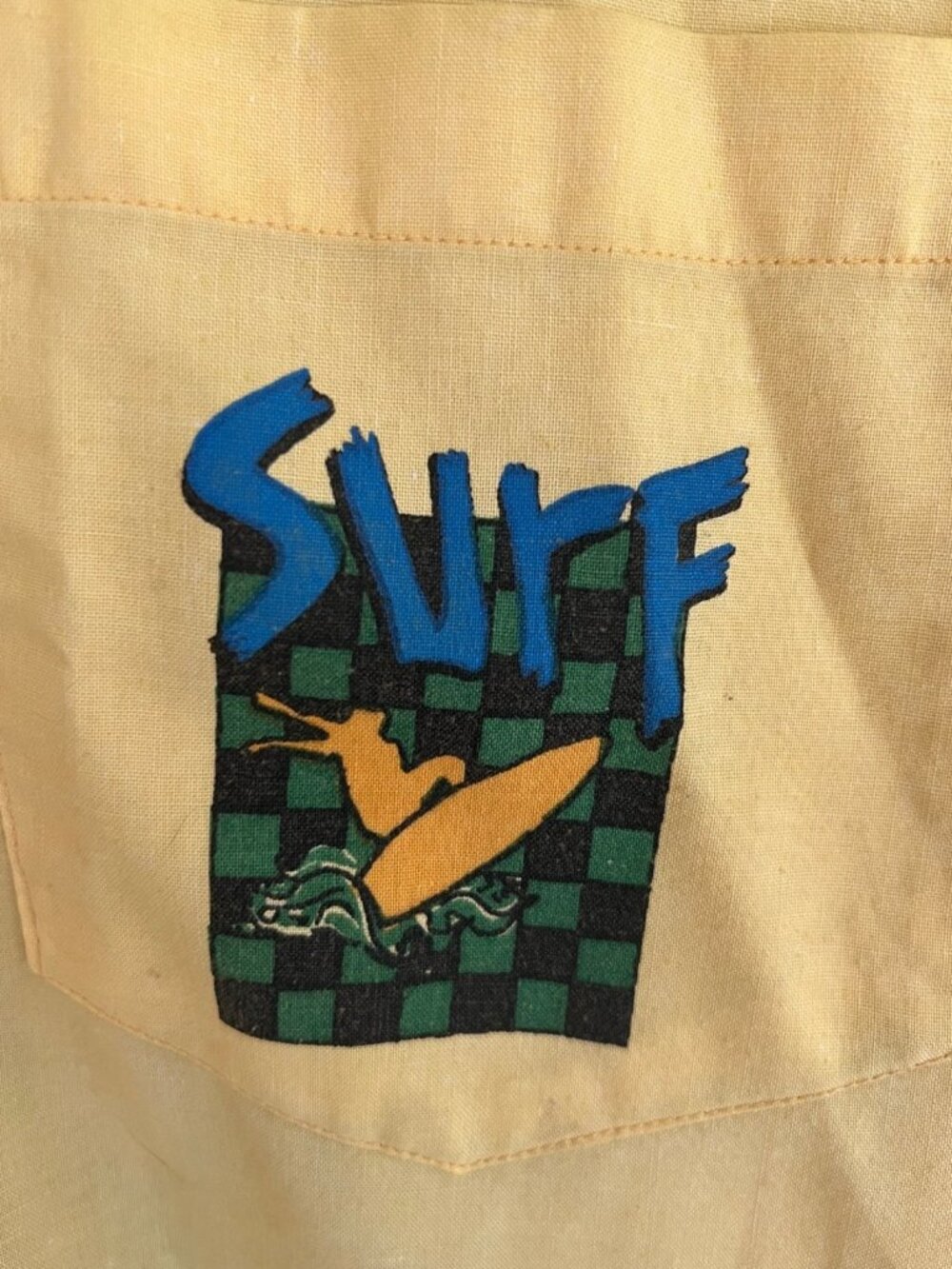 Vintage Electricity Surf City Yellow Short Sleeve Button Down Shirt Men's 80s - Picture 3 of 13